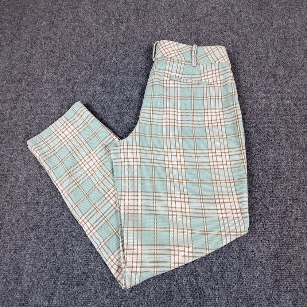 Pendleton Womens Aqua Blue Plaid Cotton Straight Leg Trousers Pants Size 4
